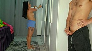 stepdaughter leaves door open after shower showing firm tits ass