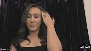 sinn sage strips lingerie revealing wet pussy lips and natural tits