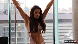 trish stratus hits fitness spots looking athletic and toned
