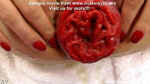 hotkinkyjo's huge tits bounce during extreme anal fisting prolapse with dildo screwdriver