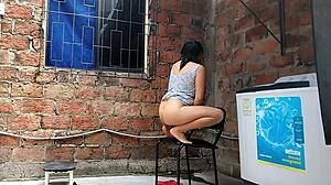 i secretly record my curvy latina neighbor fingering her huge tits juicy pussy until she catches me shaking ass