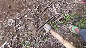 gostosa loira aline novak gets lost in woods on halloween way to party and throws her own with lenhador's creamy milk all over her huge tits and ass 🔥🍑💦