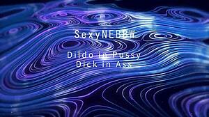 bbw mature takes dildo deep in pussy while huge cock pounds her fat ass creampie