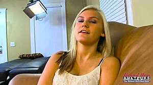 omg these horny blonde coeds bailey and olyssia share my cock deepthroating then get their shaved pussies pounded hard