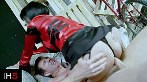 stunning blue-eyed brunette with big tits fucked hard doggystyle!