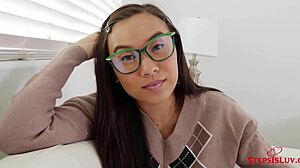 stepsis kimmy kim with brown eyes gets fucked deep by jay rock on bed doggystyle cowgirl