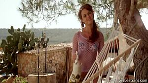 Licking Lesbians Masturbate with Toys Outdoors