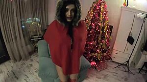 Santa pounds horny cheating milf wife's huge ass with dildo while she dirty talks in lingerie stockings