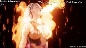 brazzers blonde bombshell in latex boots deepthroats big cock then takes assfucking creampie with rimjob