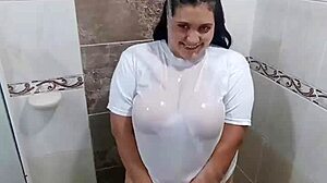 Masturbating in Bathroom Wearing Stepbrother Shirt