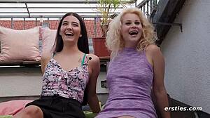 Ersties Hot Lesbians Toy Fuck on Balcony