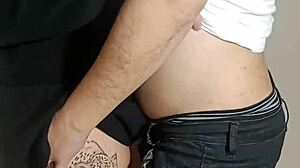 Wife sneaks anal creampie from bartender in pantry while cuck hubby waits outside??