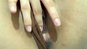 Curvy Asian stepdaughter masturbates in shorts to wet orgasm