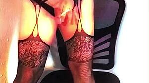 Ever seen a sissy slut shemale in fishnets heels worshiping ass on outdoor striptease?