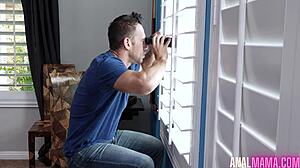 Lily Lane bends over for rear window pounding