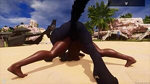 big juicy ass big tit curvy black milf indra fucks wolf costume guy outdoors halloween hard squirt orgasms