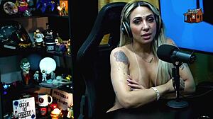 bruna lambertini GETS NAKED fast on podcast ruan drools over her BIG TITS in sheer red