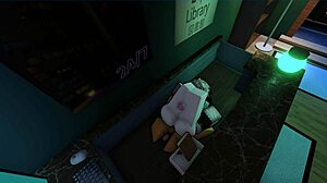 i fuck cute bookworm femboy librarian's tight ass in library stacks