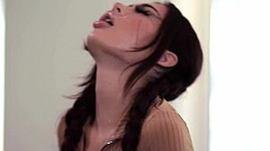 Horny sabina rouge licks scarlett mae's shaved pussy after hot masturbation session!