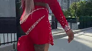 squirting wet pussy takes big black cock outdoors dripping