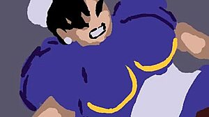 Juri dominates Chun-Li in brutal street fight sex mastery game