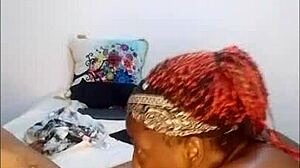 hot ebony slut unlocked swallows cum while sucking massive black cock