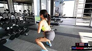 Amateur Thai Milf Fucks Gym Monster Cock Hardcore Workout!