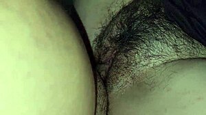 My chubby latina wife's hairy pussy creampied so easy after juicy fingering