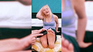 FiFi Foxx Wriggles in Barefoot FEET TICKLING with Wrinkled TOES Exposed