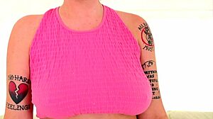 Naughty tattooed blonde Pressley Brook begs monster cock to fuck her natural big tits