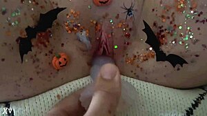 Halloween Body Painted Pussy Dripping Wet Solo Masturbation