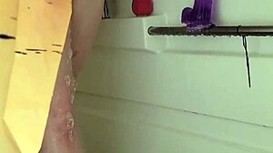 Peeping tom neighbor catches busty housewife shower masturbation