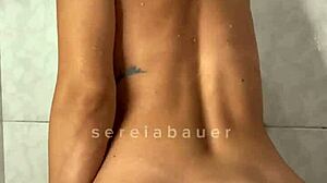 hot blonde sucks toy fucks tight pussy for husband!