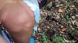 hey my wife's busty milf bestie is nervous but begs for outdoor big cock pounding on her curvy natural tits