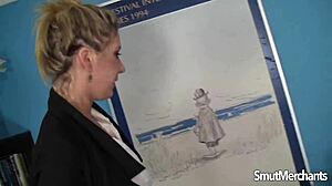 Blonde Alysha Rylee bends over for deep pounding before facial blast