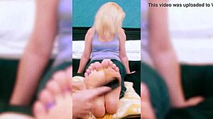 FiFi Foxx Wriggles in Barefoot FEET TICKLING with Wrinkled TOES Exposed