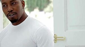 Vip4k. valentine nappi drops to knees in kitchen sucking huge black cock before interracial pounding begins