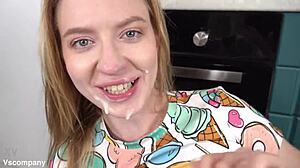 Crystal's Skinny Blonde Ass Gapes Wide on Monster Cock to Anal Orgasm