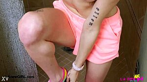 picture-perfect blonde showers then daddy pounds her petite frame