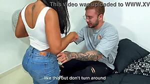 oh god cheating latina milf wife rides young lover's cock while cuck hubby works cum inside me!!