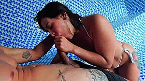 Big Ass Colombian Milf Kylei Ellish Fucks Young Guy in Public Sauna Doggystyle to Facial Cumshot