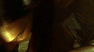 bound busty lesbian slave rubs her big tits in bondage