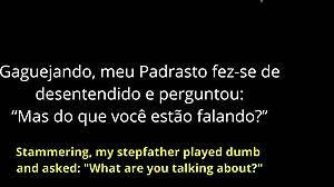 Minha meia-irmã do padrasto me flagrou fodendo ele e riu me chamando de vadia 😈😂