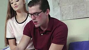 nerd stepbrother pounds stepsister's trimmed pussy hard