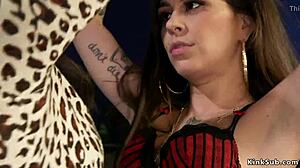 therapist dominates bound babe with deep strapon anal and choking whip