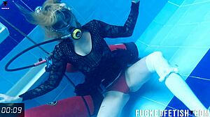 you won't believe how this horny ashlee rose slut grinds her small tits in scuba dress underwater