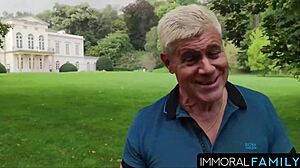 Dan and curvy brunette babe bedroom 3some big tits ass cowgirl blowjob cum swallow vibrator fun