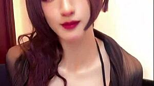 Cute Japanese Ladyboy Crossdresser Masturbates Huge Cock