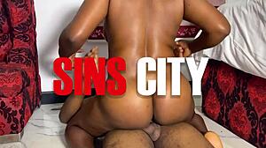 she kneels sucking big black cock before bent over pounding