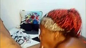 hot ebony slut unlocked swallows cum while sucking massive black cock